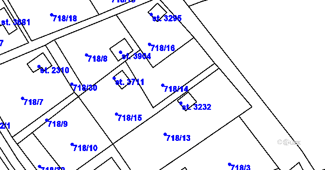 Parcela st. 718/14 v KÚ Vrchlabí, Katastrální mapa