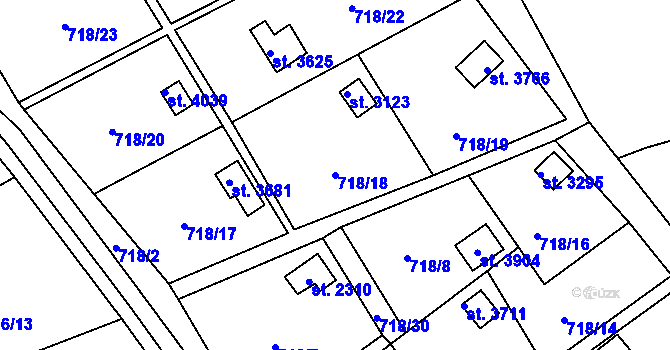Parcela st. 718/18 v KÚ Vrchlabí, Katastrální mapa