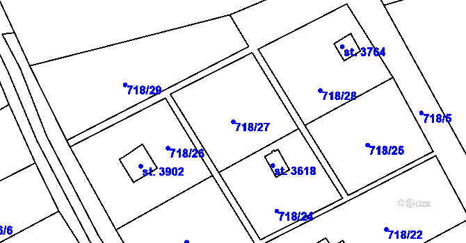 Parcela st. 718/27 v KÚ Vrchlabí, Katastrální mapa