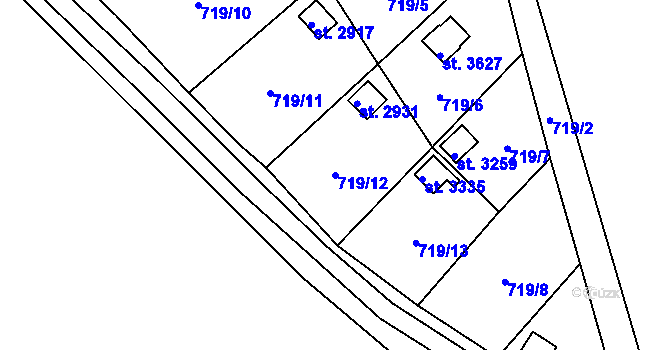 Parcela st. 719/12 v KÚ Vrchlabí, Katastrální mapa