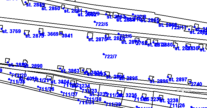 Parcela st. 722/7 v KÚ Vrchlabí, Katastrální mapa