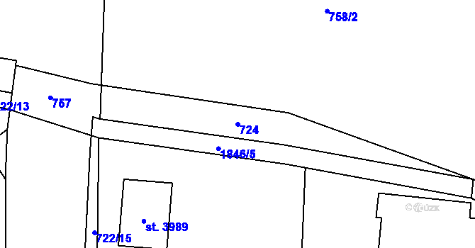Parcela st. 724 v KÚ Vrchlabí, Katastrální mapa