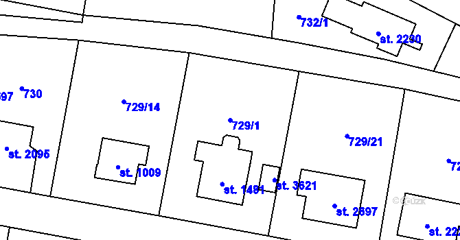 Parcela st. 729/1 v KÚ Vrchlabí, Katastrální mapa