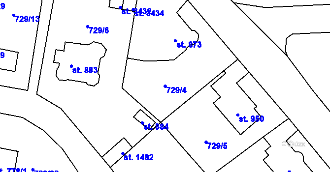 Parcela st. 729/4 v KÚ Vrchlabí, Katastrální mapa