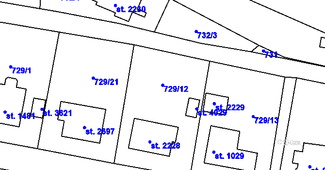 Parcela st. 729/12 v KÚ Vrchlabí, Katastrální mapa