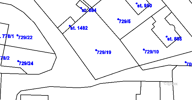 Parcela st. 729/19 v KÚ Vrchlabí, Katastrální mapa