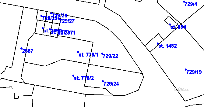 Parcela st. 729/22 v KÚ Vrchlabí, Katastrální mapa