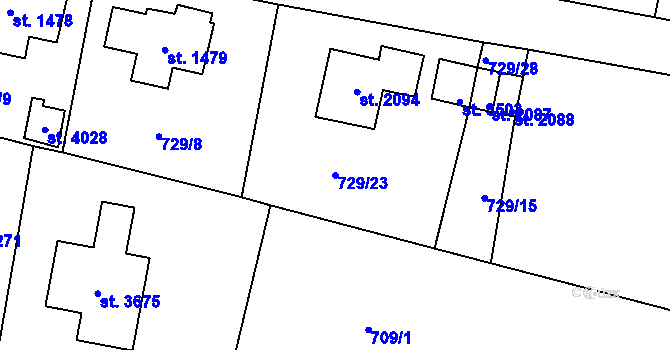 Parcela st. 729/23 v KÚ Vrchlabí, Katastrální mapa