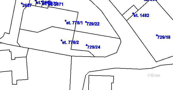 Parcela st. 729/24 v KÚ Vrchlabí, Katastrální mapa