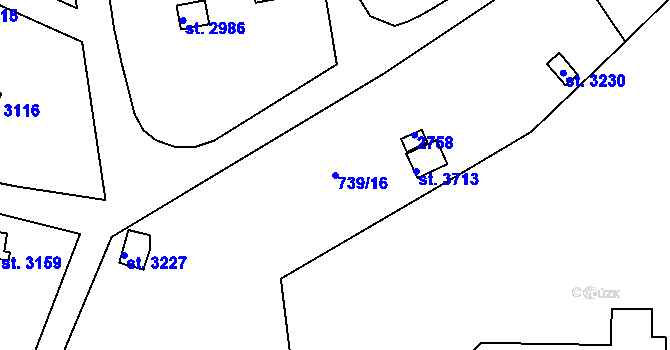Parcela st. 739/16 v KÚ Vrchlabí, Katastrální mapa