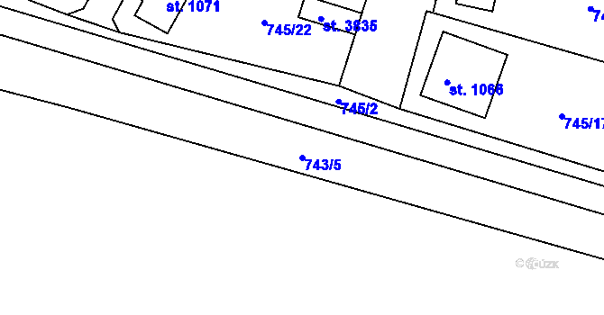 Parcela st. 743/5 v KÚ Vrchlabí, Katastrální mapa