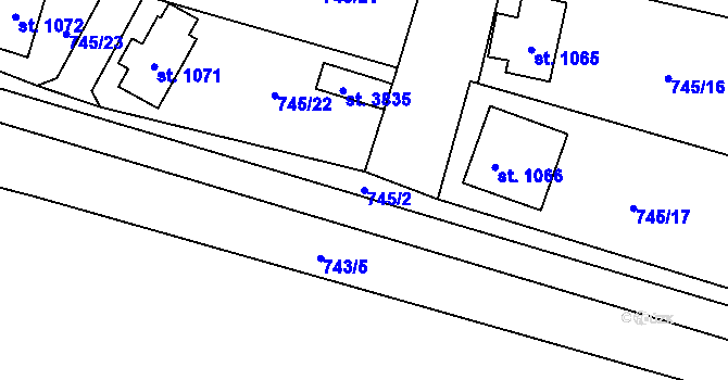 Parcela st. 745/2 v KÚ Vrchlabí, Katastrální mapa