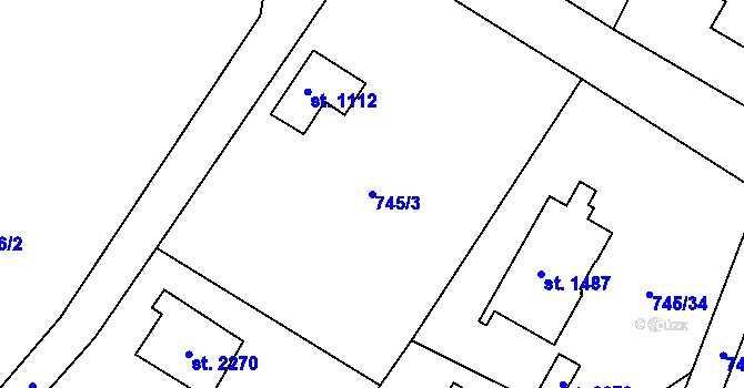 Parcela st. 745/3 v KÚ Vrchlabí, Katastrální mapa
