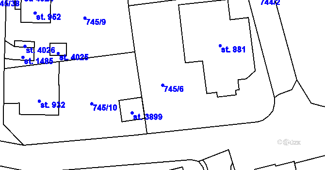 Parcela st. 745/6 v KÚ Vrchlabí, Katastrální mapa
