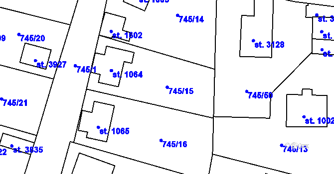 Parcela st. 745/15 v KÚ Vrchlabí, Katastrální mapa
