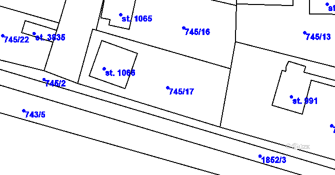 Parcela st. 745/17 v KÚ Vrchlabí, Katastrální mapa