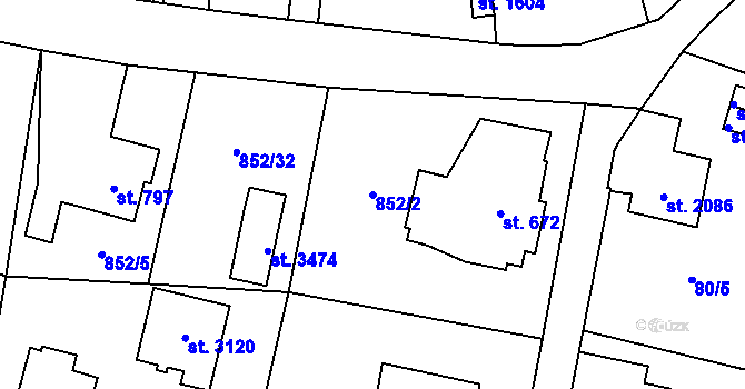 Parcela st. 852/2 v KÚ Vrchlabí, Katastrální mapa