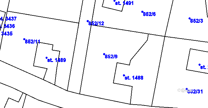 Parcela st. 852/9 v KÚ Vrchlabí, Katastrální mapa