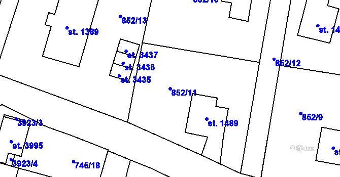 Parcela st. 852/11 v KÚ Vrchlabí, Katastrální mapa