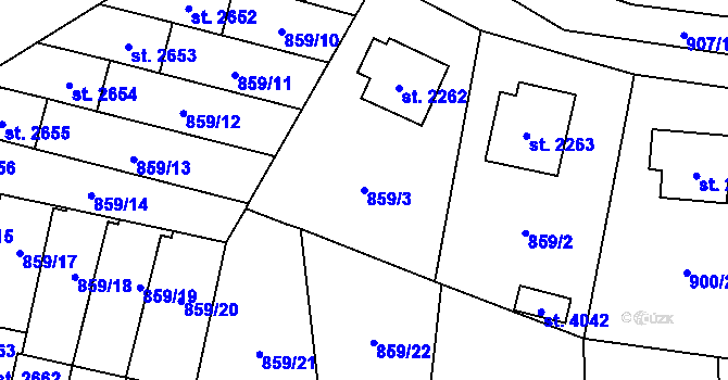 Parcela st. 859/3 v KÚ Vrchlabí, Katastrální mapa