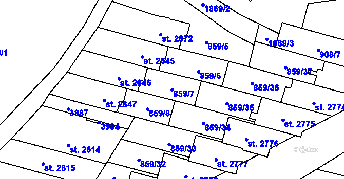 Parcela st. 859/7 v KÚ Vrchlabí, Katastrální mapa
