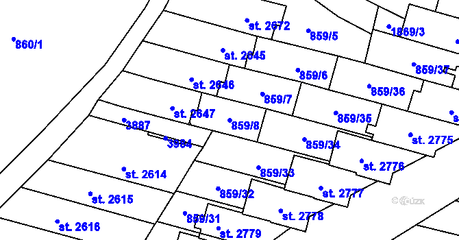 Parcela st. 859/8 v KÚ Vrchlabí, Katastrální mapa