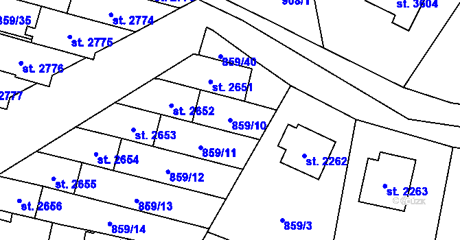 Parcela st. 859/10 v KÚ Vrchlabí, Katastrální mapa