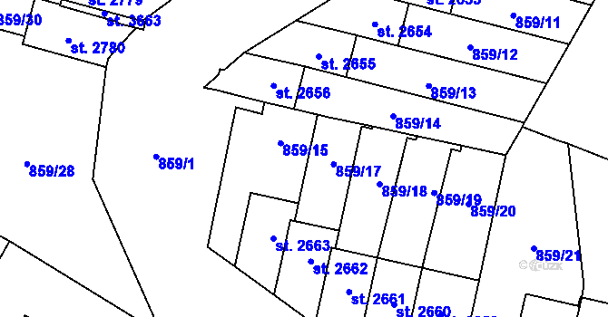 Parcela st. 859/16 v KÚ Vrchlabí, Katastrální mapa