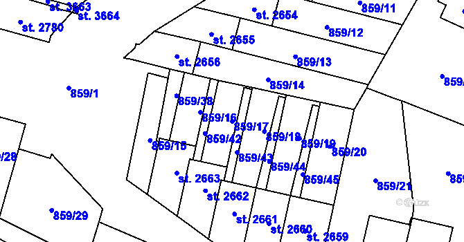 Parcela st. 859/17 v KÚ Vrchlabí, Katastrální mapa