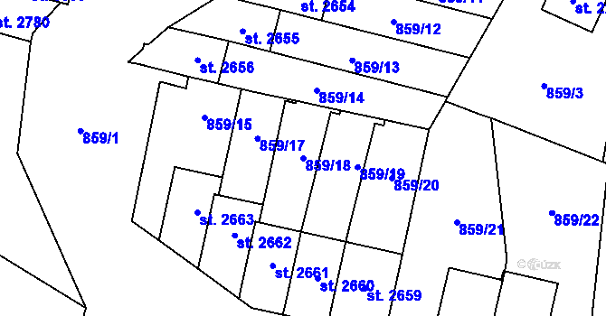 Parcela st. 859/18 v KÚ Vrchlabí, Katastrální mapa