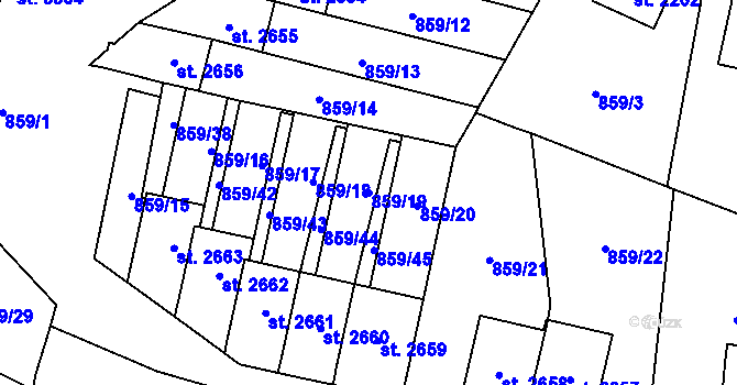 Parcela st. 859/19 v KÚ Vrchlabí, Katastrální mapa