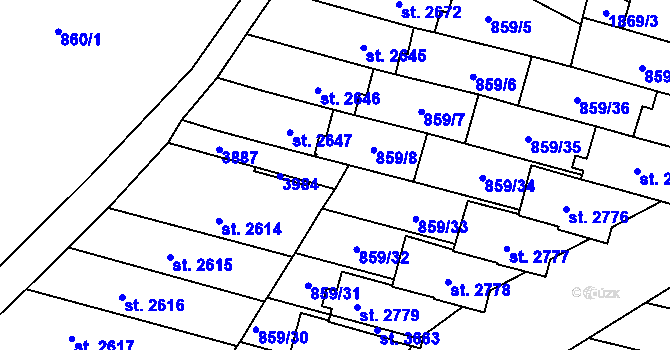 Parcela st. 859/23 v KÚ Vrchlabí, Katastrální mapa