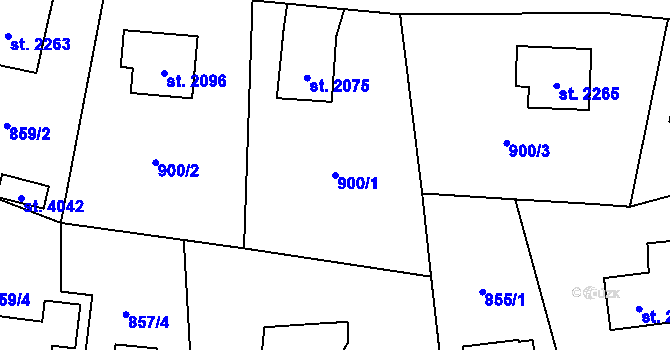 Parcela st. 900/1 v KÚ Vrchlabí, Katastrální mapa