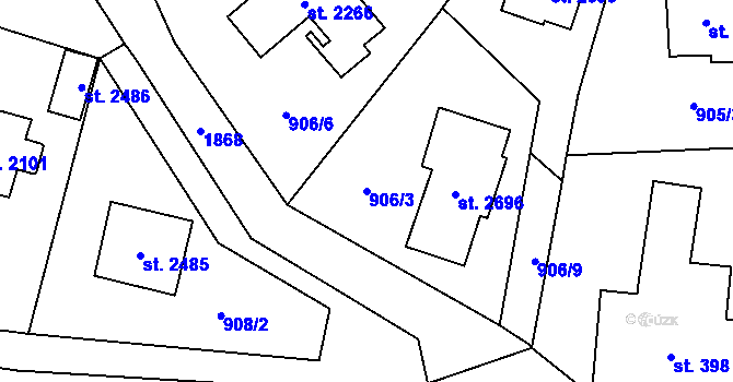 Parcela st. 906/3 v KÚ Vrchlabí, Katastrální mapa