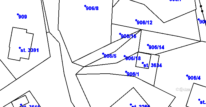 Parcela st. 906/5 v KÚ Vrchlabí, Katastrální mapa