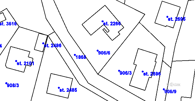 Parcela st. 906/6 v KÚ Vrchlabí, Katastrální mapa