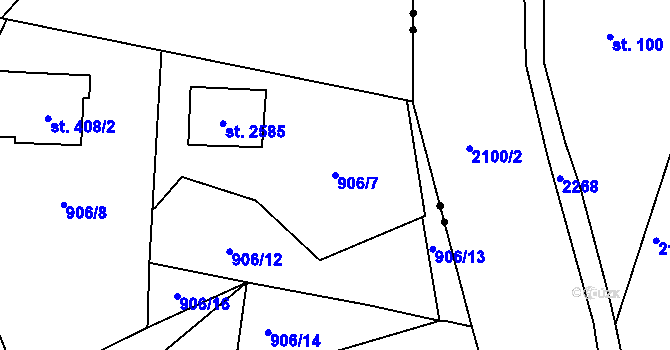 Parcela st. 906/7 v KÚ Vrchlabí, Katastrální mapa