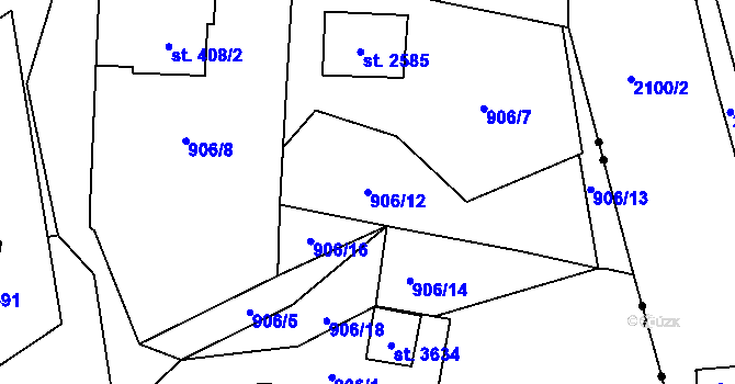 Parcela st. 906/12 v KÚ Vrchlabí, Katastrální mapa