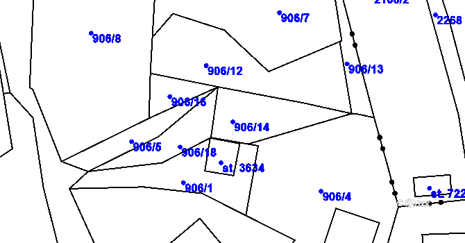 Parcela st. 906/14 v KÚ Vrchlabí, Katastrální mapa