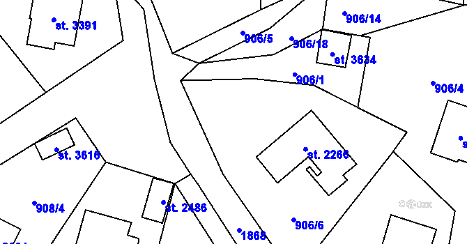Parcela st. 906/17 v KÚ Vrchlabí, Katastrální mapa