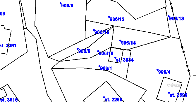 Parcela st. 906/18 v KÚ Vrchlabí, Katastrální mapa