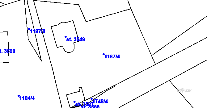 Parcela st. 1187/4 v KÚ Vrchlabí, Katastrální mapa
