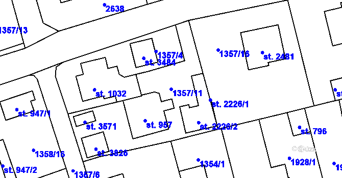 Parcela st. 1357/11 v KÚ Vrchlabí, Katastrální mapa
