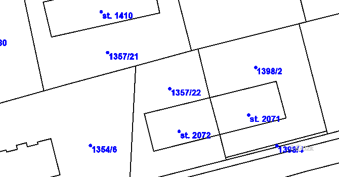 Parcela st. 1357/22 v KÚ Vrchlabí, Katastrální mapa