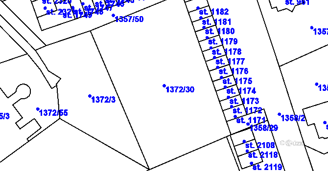 Parcela st. 1372/30 v KÚ Vrchlabí, Katastrální mapa