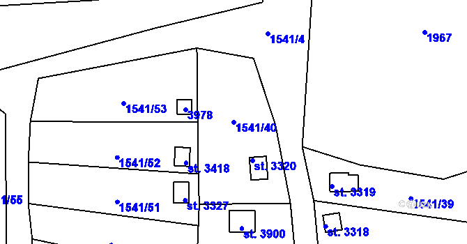 Parcela st. 1541/40 v KÚ Vrchlabí, Katastrální mapa