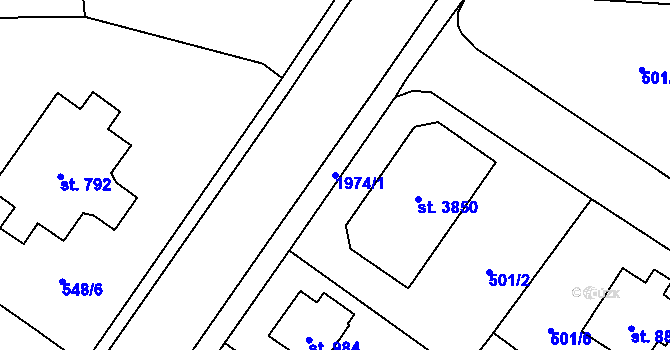 Parcela st. 1974/1 v KÚ Vrchlabí, Katastrální mapa