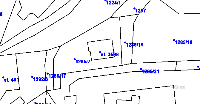 Parcela st. 3598 v KÚ Vrchlabí, Katastrální mapa