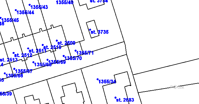 Parcela st. 1355/55 v KÚ Vrchlabí, Katastrální mapa