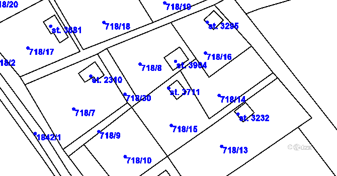 Parcela st. 3711 v KÚ Vrchlabí, Katastrální mapa